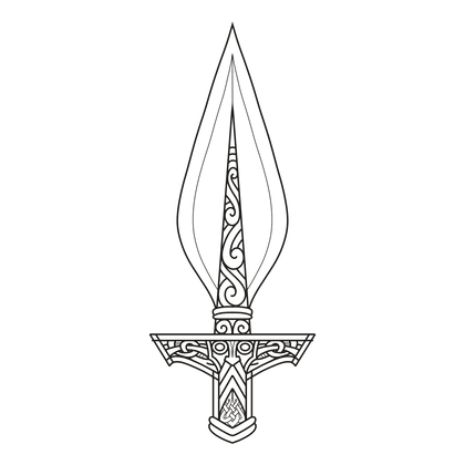 Gungnir line drawing, free to use with credit under CC BY 4.0