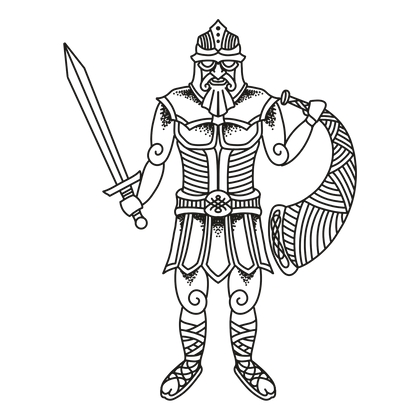 Heimdall line drawing, free to use with credit under CC BY 4.0