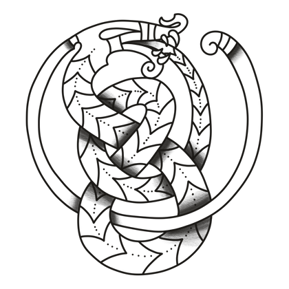 Jörmungandr line drawing, free to use with credit under CC BY 4.0