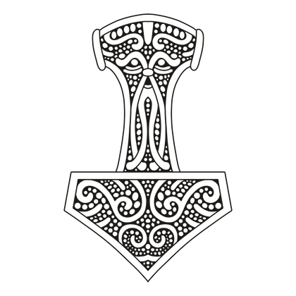 Mjölnir line drawing, free to use with credit under CC BY 4.0