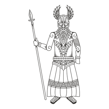 Óðinn line drawing, free to use with credit under CC BY 4.0