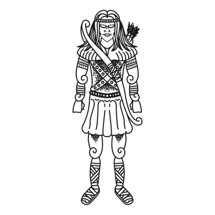 Skadi line drawing, free to use with credit under CC BY 4.0