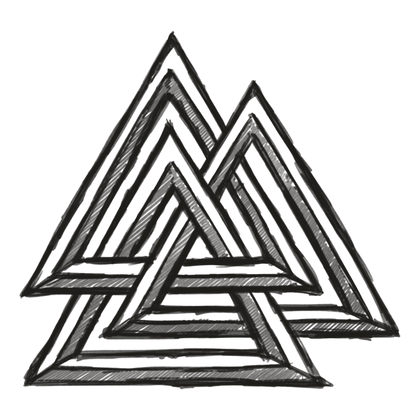 Valknut line drawing, free to use with credit under CC BY 4.0
