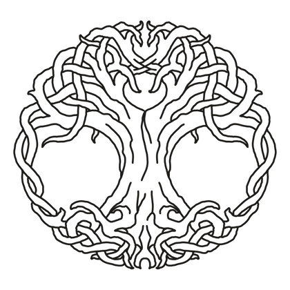 Yggdrasil line drawing, free to use with credit under CC BY 4.0