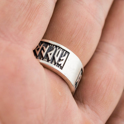 Elder Futhark runes sterling silver Viking ring – view 6