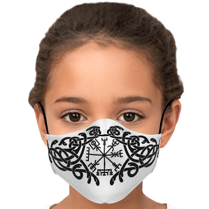 Black Vegvisir Knot Viking Face Mask Cover