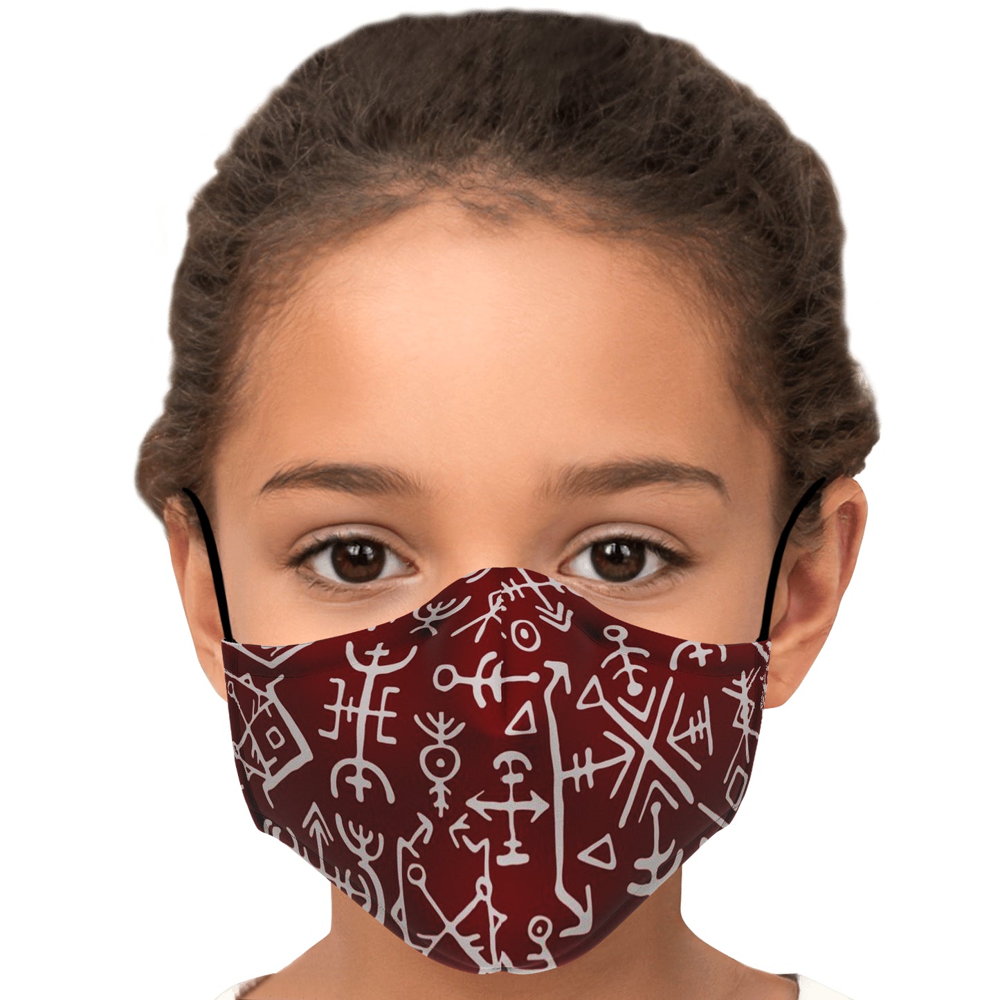 Viking Runes Face Mask Cover - Red