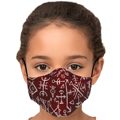 Viking Runes Face Mask Cover - Red