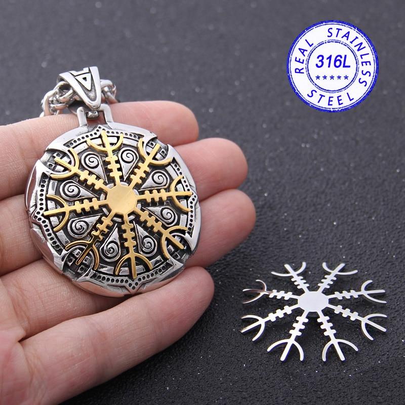 2 in 1 Helm of Awe Stainless Steel Viking Necklace - VikingsBrand