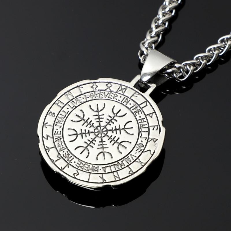 2 in 1 Helm of Awe Stainless Steel Viking Necklace - VikingsBrand