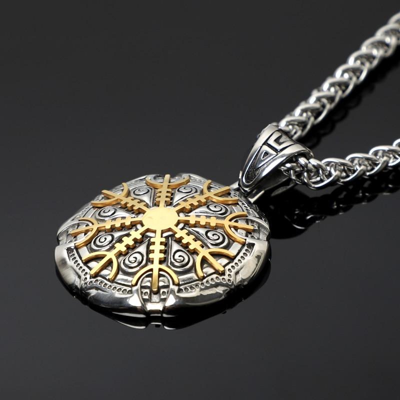2 in 1 Helm of Awe Stainless Steel Viking Necklace - VikingsBrand