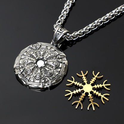 2 in 1 Helm of Awe Stainless Steel Viking Necklace - VikingsBrand