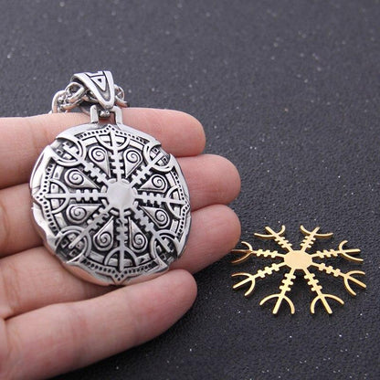 2 in 1 Helm of Awe Stainless Steel Viking Necklace - VikingsBrand