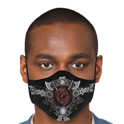 Viking Face Mask Cover with Wolf Heads & Axes