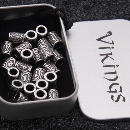 24 Stainless Steel Pieces Rune Bead Set - VikingsBrand