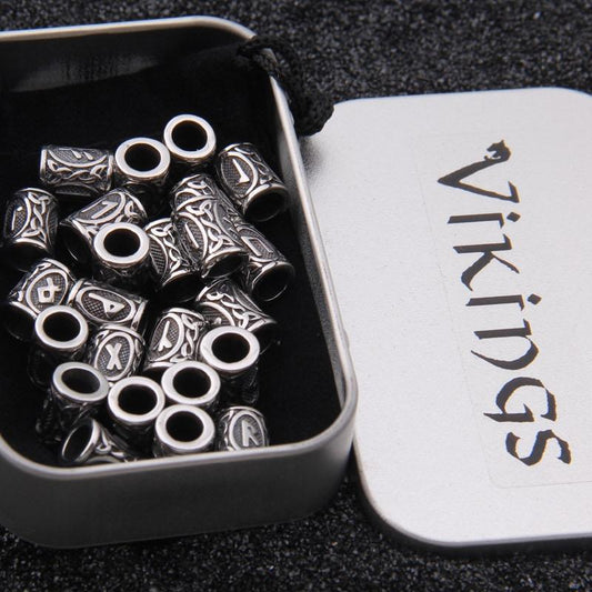 24 Stainless Steel Pieces Rune Bead Set - VikingsBrand