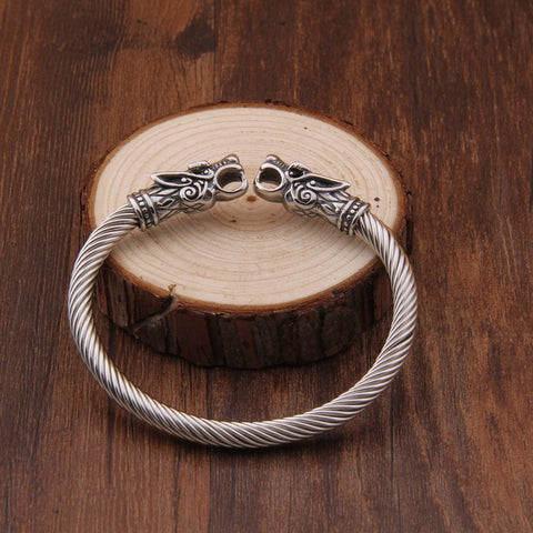 Stainless Steel Fenrir Viking Wolf Bracelet, Adjustable