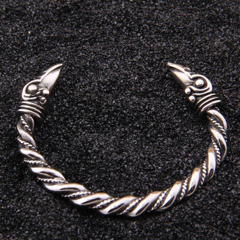 Stainless Steel Raven Viking Bangle Bracelet
