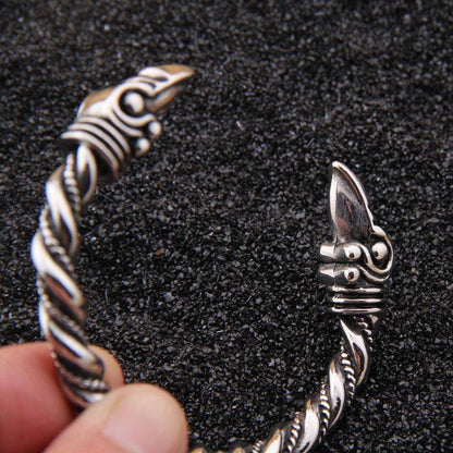 316L Stainless Steel Raven Bangle Bracelet - VikingsBrand