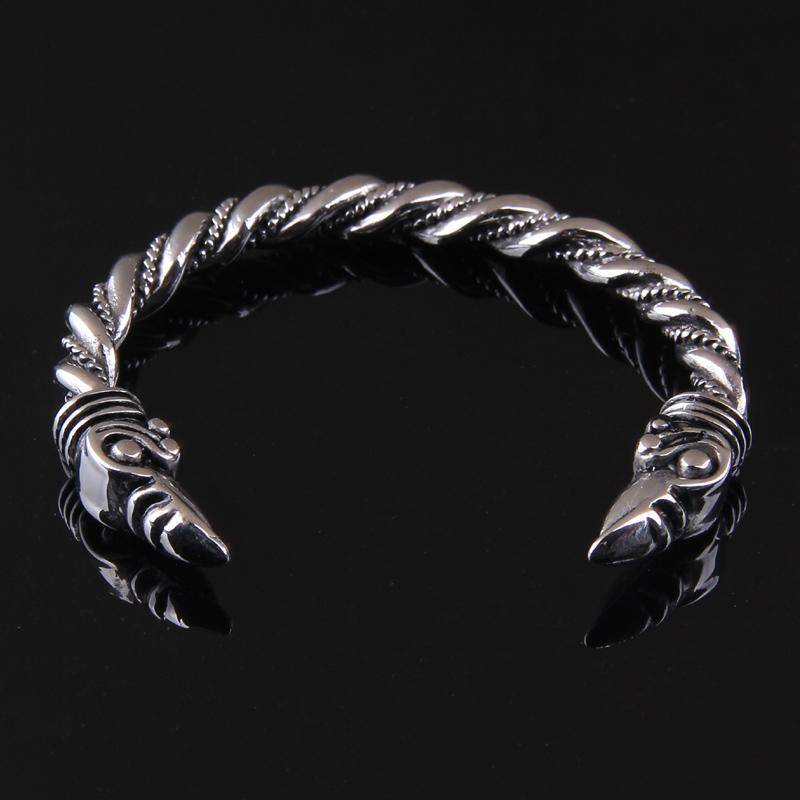 316L Stainless Steel Raven Bangle Bracelet - VikingsBrand