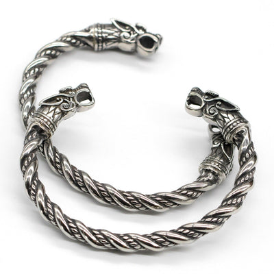 Stainless Steel Fenrir Wolf Twisted Viking Arm Ring