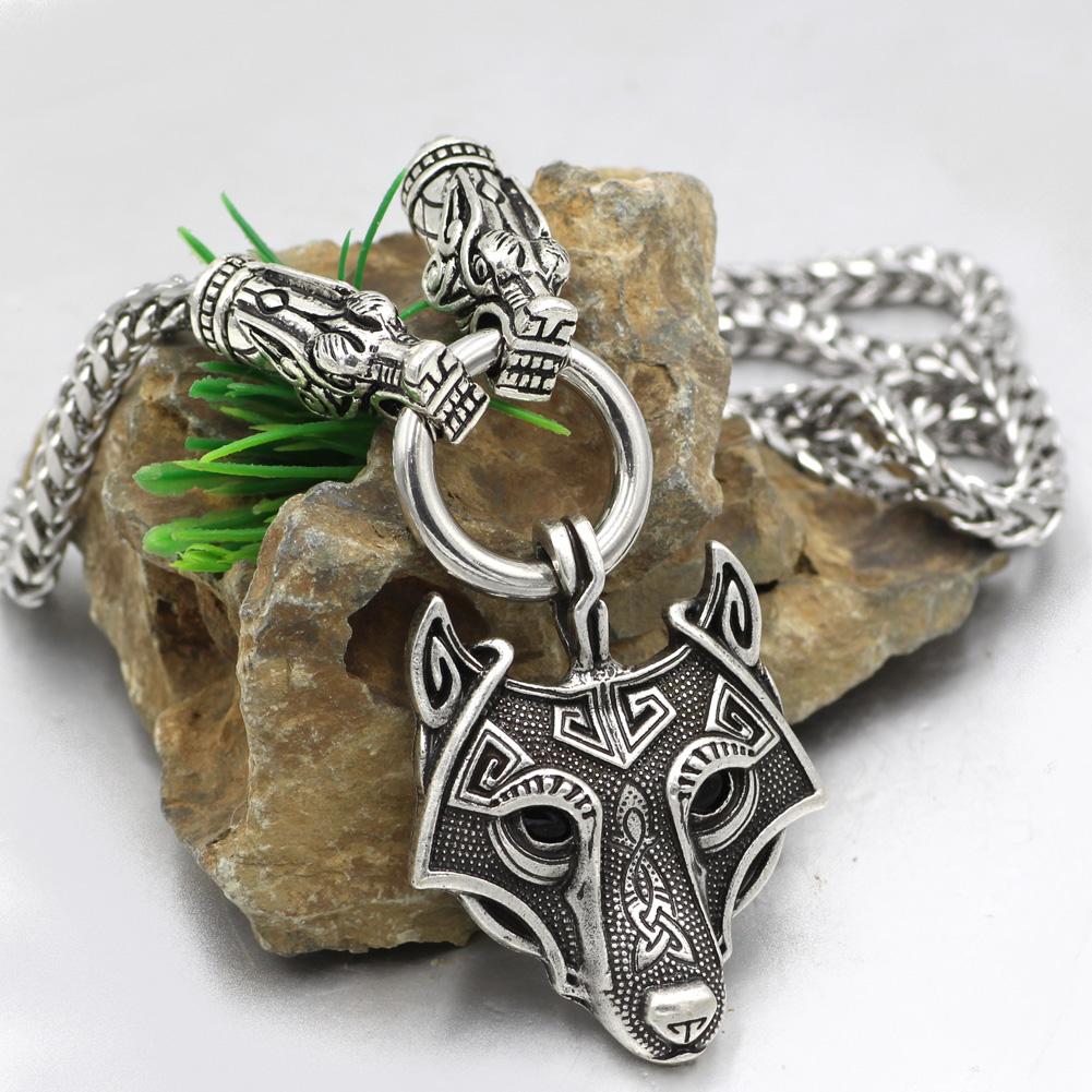 316L Stainless Steel Wolf Head Necklace with Wolf Head Pendant - VikingsBrand