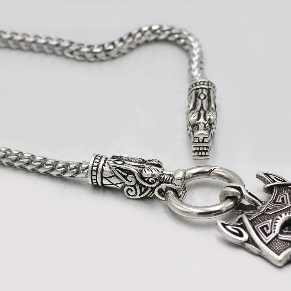 316L Stainless Steel Wolf Head Necklace with Wolf Head Pendant - VikingsBrand
