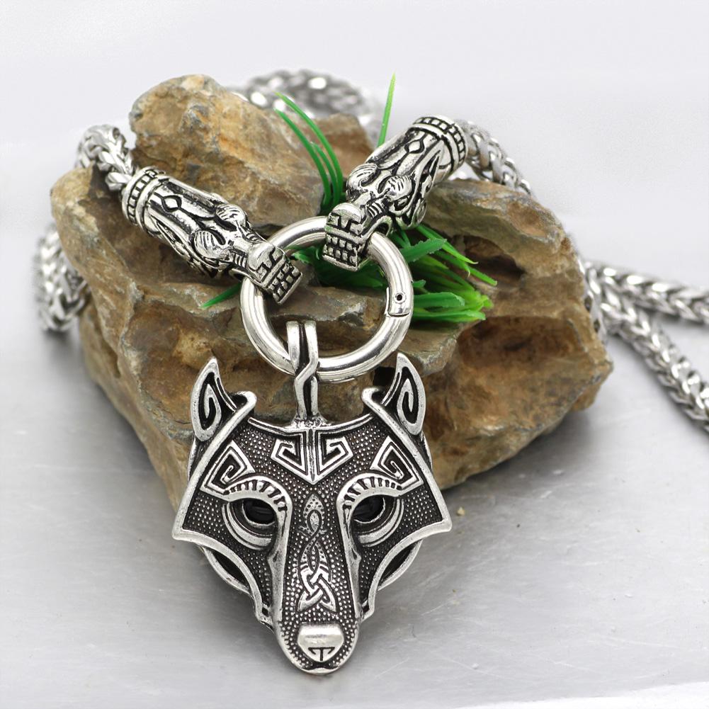 316L Stainless Steel Wolf Head Necklace with Wolf Head Pendant - VikingsBrand