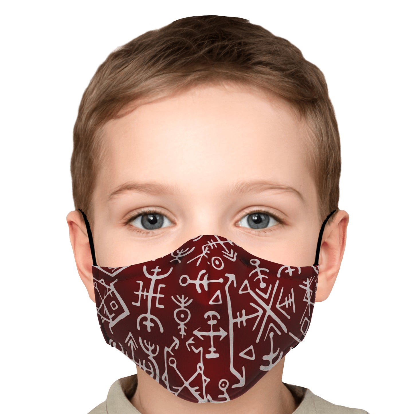 Viking Runes Face Mask Cover - Red