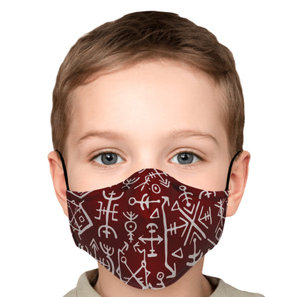 Viking Runes Face Mask Cover - Red
