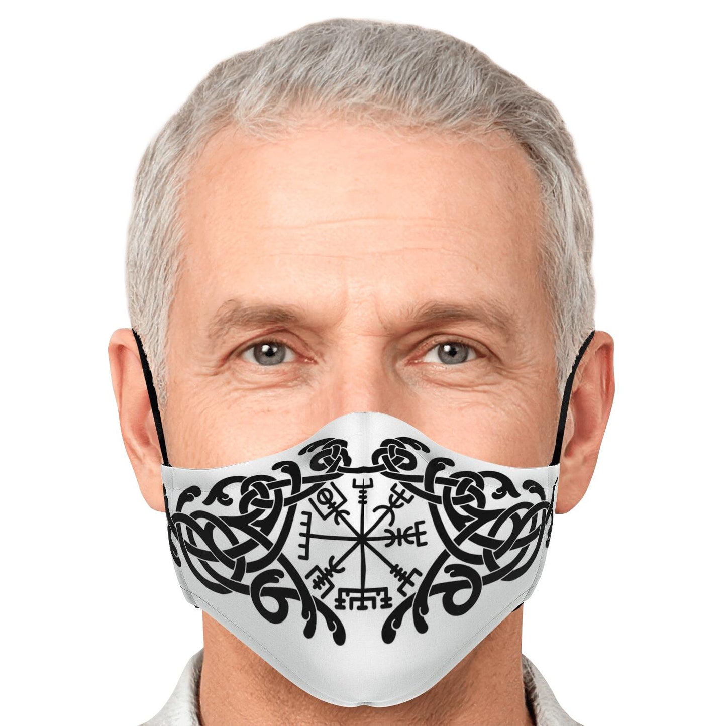 Black Vegvisir Knot Viking Face Mask Cover