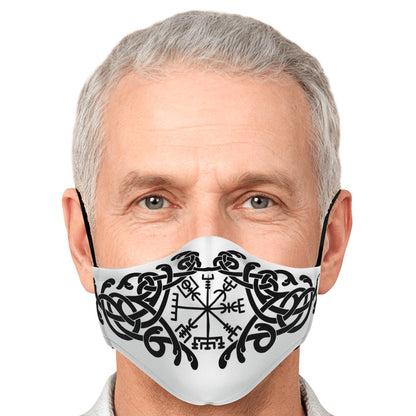 Black Vegvisir Knot Viking Face Mask Cover