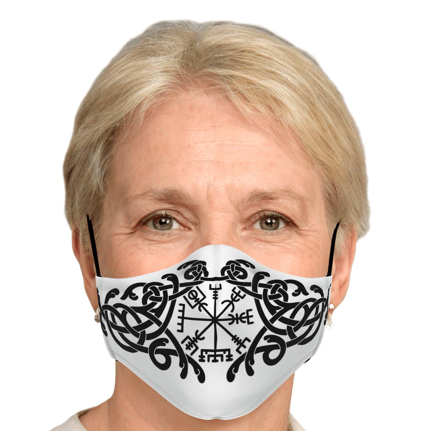 Black Vegvisir Knot Viking Face Mask Cover