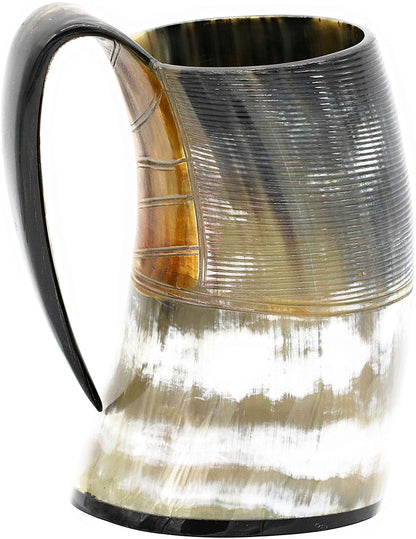 US SHIPPING ONLY - Viking Carved Drinking Genuine Horn Mug 50oz/1500ml