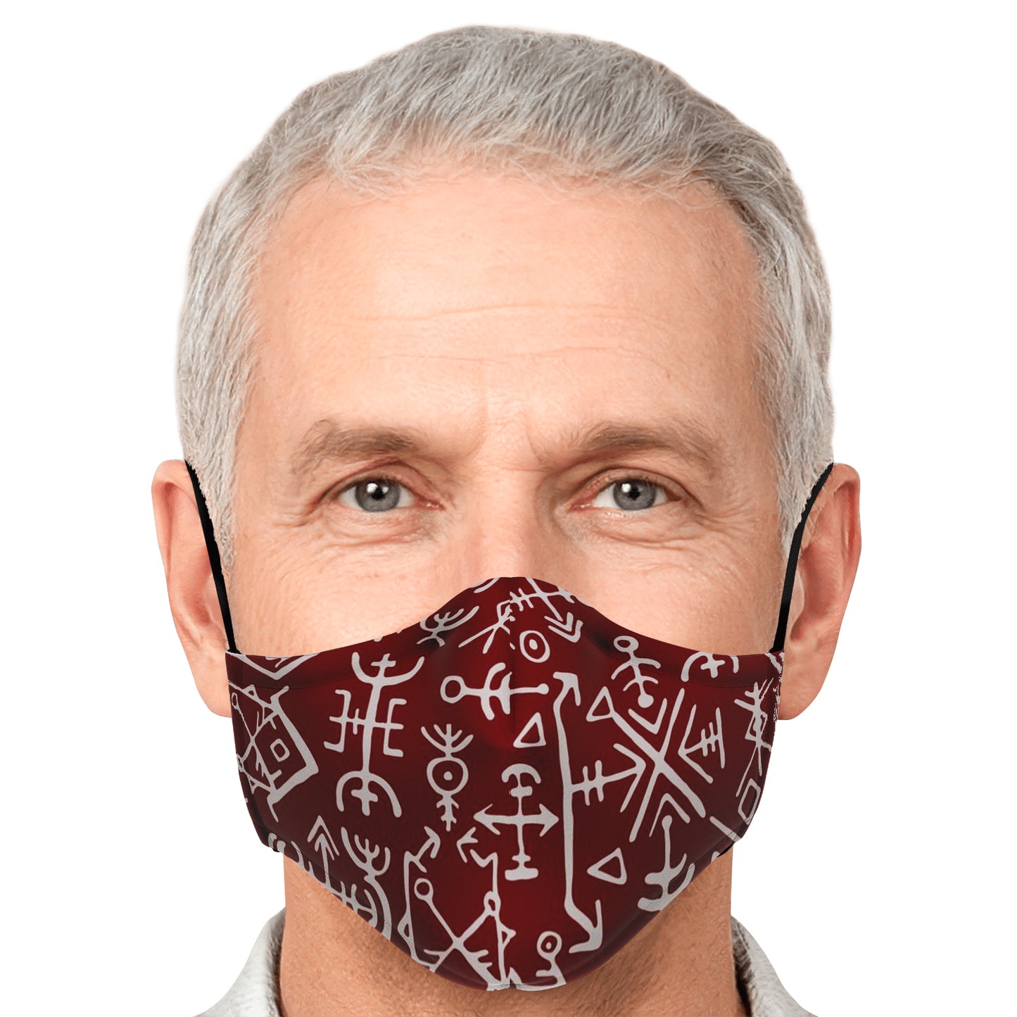 Viking Runes Face Mask Cover - Red