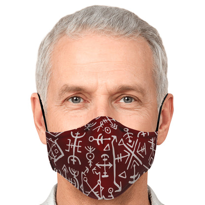 Viking Runes Face Mask Cover - Red