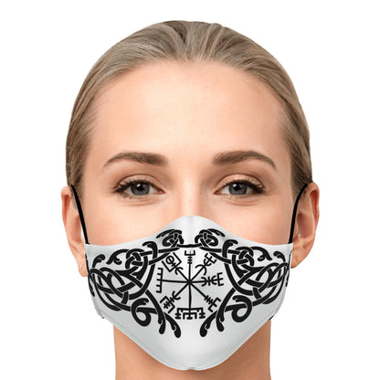 Black Vegvisir Knot Viking Face Mask Cover