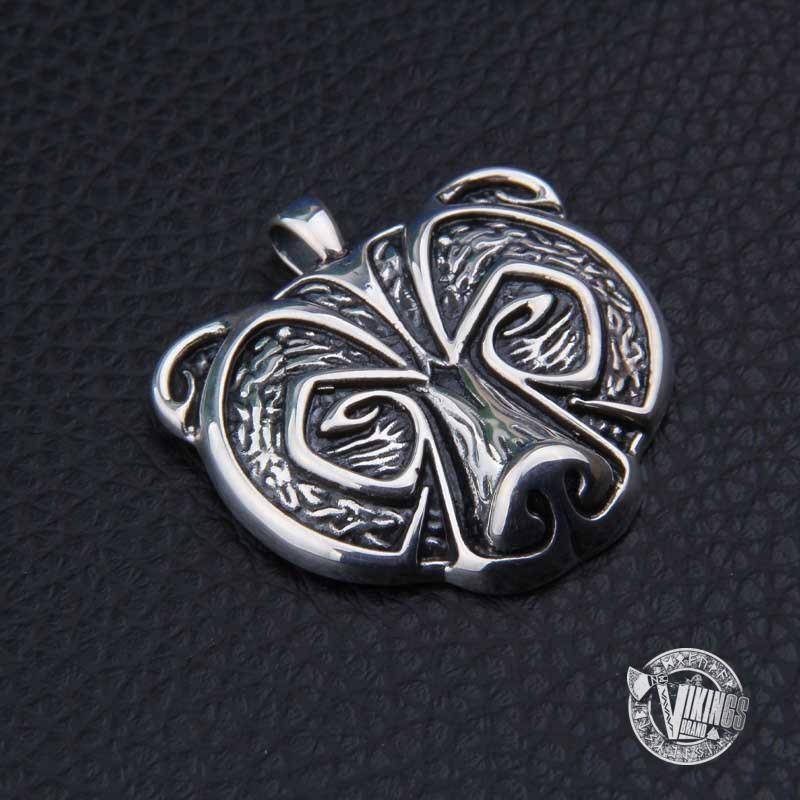 925 Sterling Silver Bear Head Viking Pendant Necklace - VikingsBrand