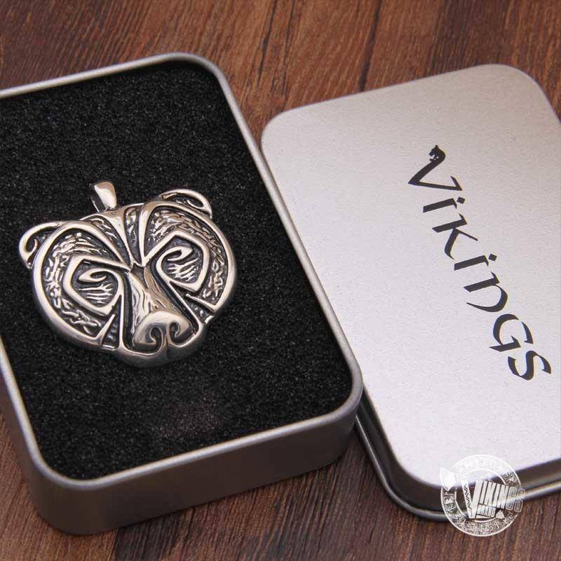 925 Sterling Silver Bear Head Viking Pendant Necklace - VikingsBrand