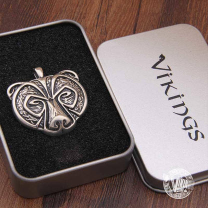 925 Sterling Silver Bear Head Viking Pendant Necklace - VikingsBrand