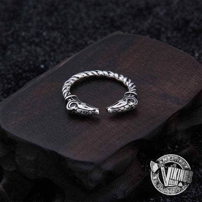 925 Sterling Silver Dragon Head Viking Ring - VikingsBrand