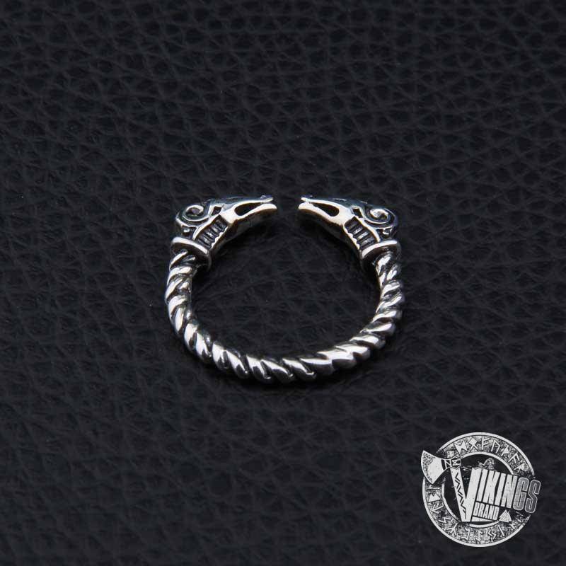 925 Sterling Silver Dragon Head Viking Ring - VikingsBrand