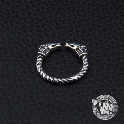 925 Sterling Silver Dragon Head Viking Ring - VikingsBrand