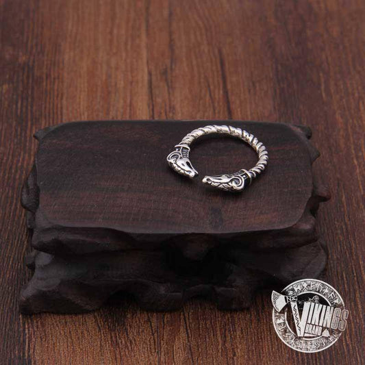 925 Sterling Silver Dragon Head Viking Ring - VikingsBrand