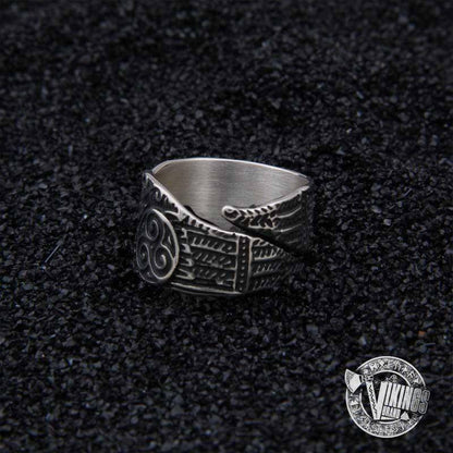 925 Sterling Silver Huginn & Muninn Viking Ring - VikingsBrand
