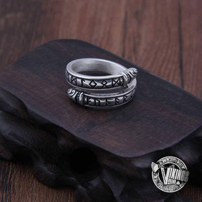 925 Sterling Silver Ouroboros Viking Ring - VikingsBrand