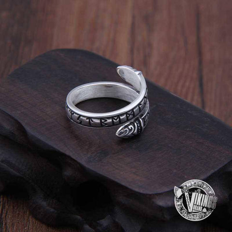 925 Sterling Silver Ouroboros Viking Ring