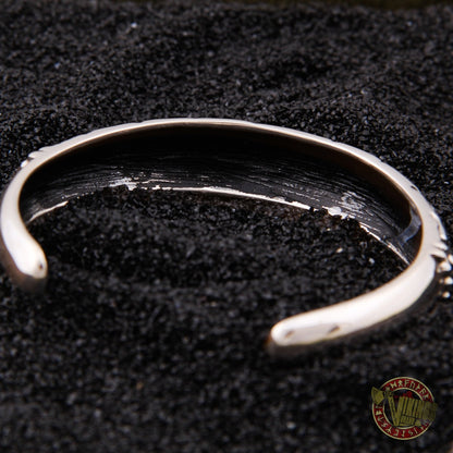 925 Sterling Silver Viking Bracelet with Norse Ornament - VikingsBrand