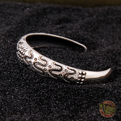 925 Sterling Silver Viking Bracelet with Norse Ornament - VikingsBrand
