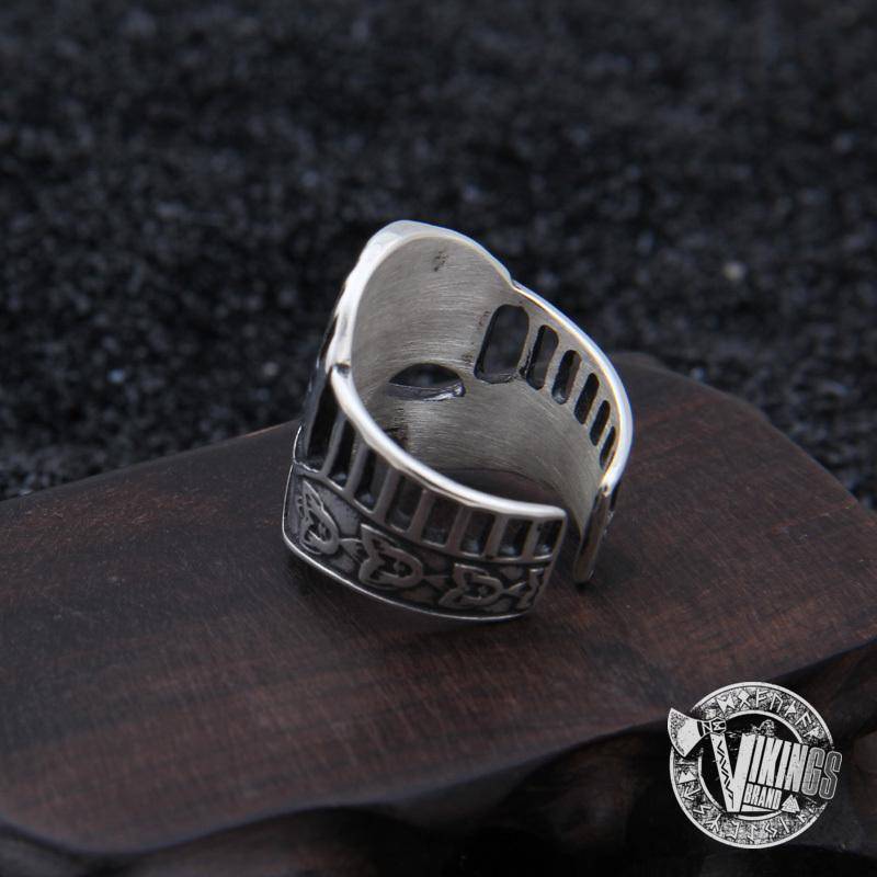 925 Sterling Silver Viking Helmet Ring - VikingsBrand